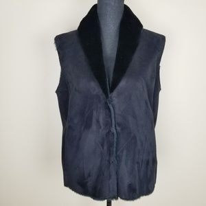 Lauren Ralph Lauren Black Faux Suede Sherpa Vest